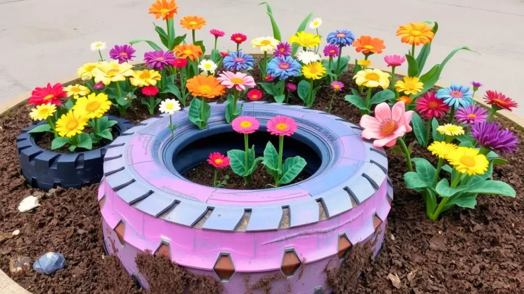 jardinagem com pneus